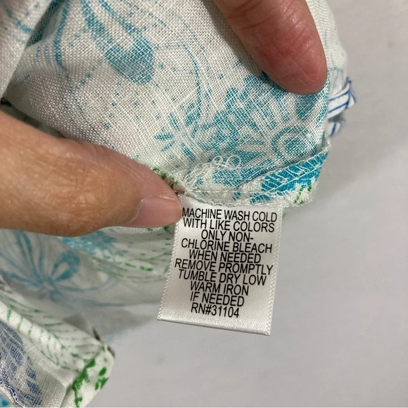 Kim Rogers Floral 100% Linen Short Sleeve Button Down 1X - Picture 7 of 9